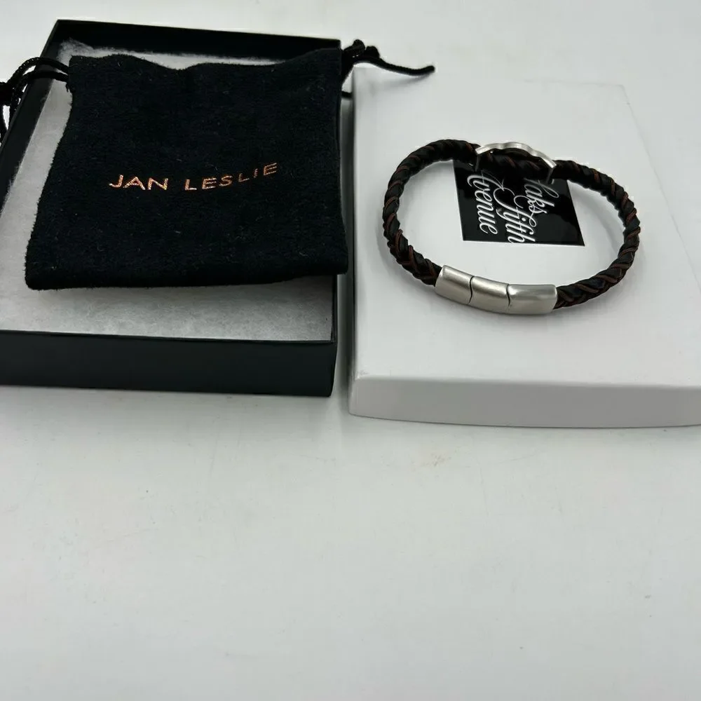 Men’s Jan, Leslie, braided leather bracelet